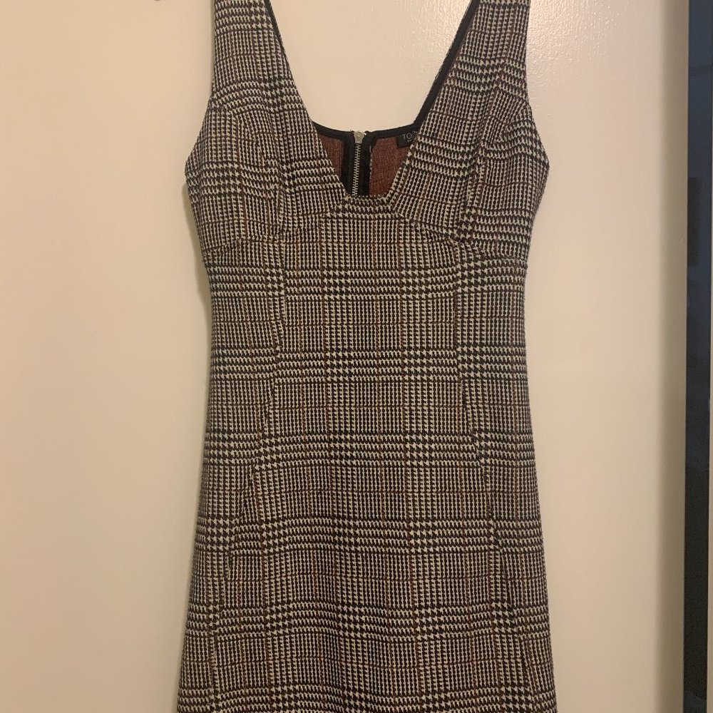 Topshop Pinafore Houndstooth Mini Dress